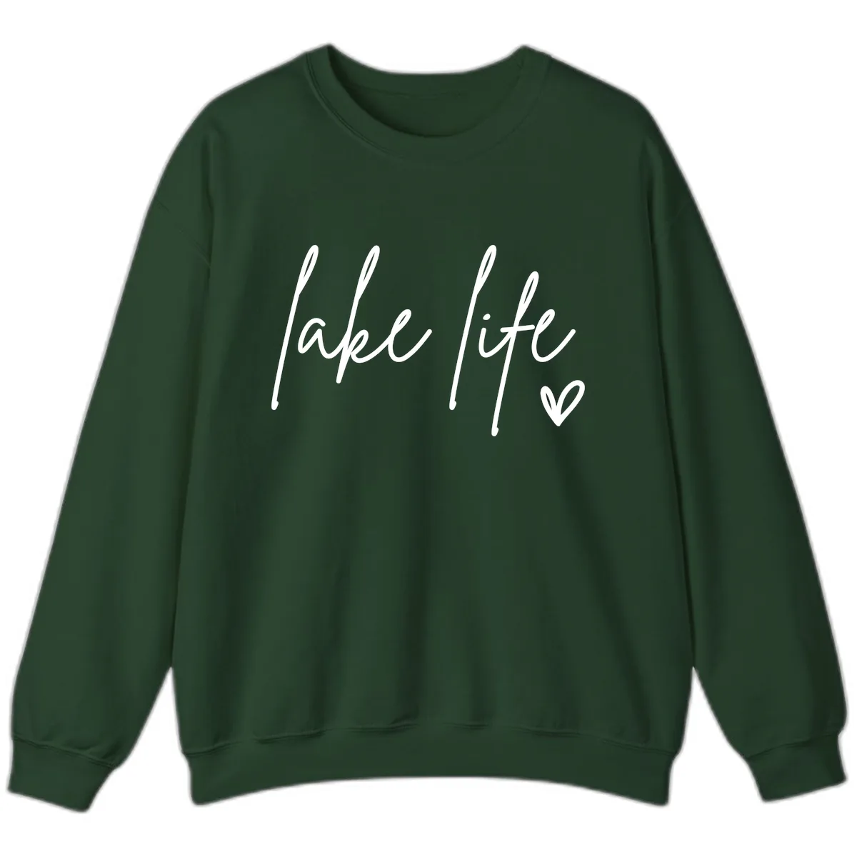 Lake Life Script Design Sweatshirt in Forest Green
