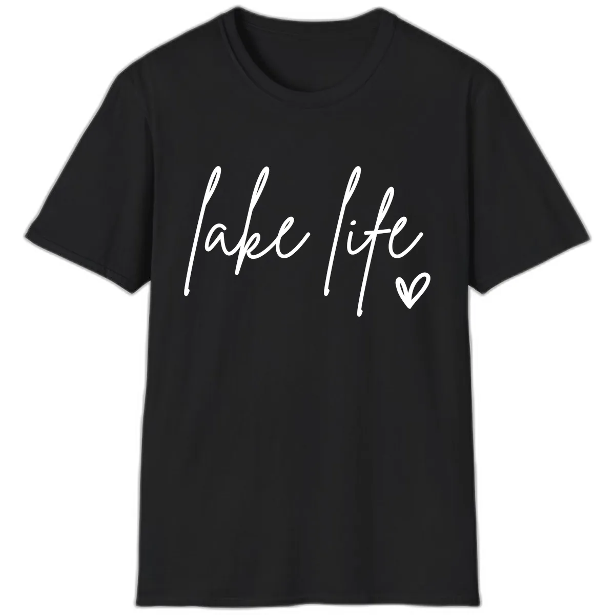 Lake Life Script Design T-Shirt in Black