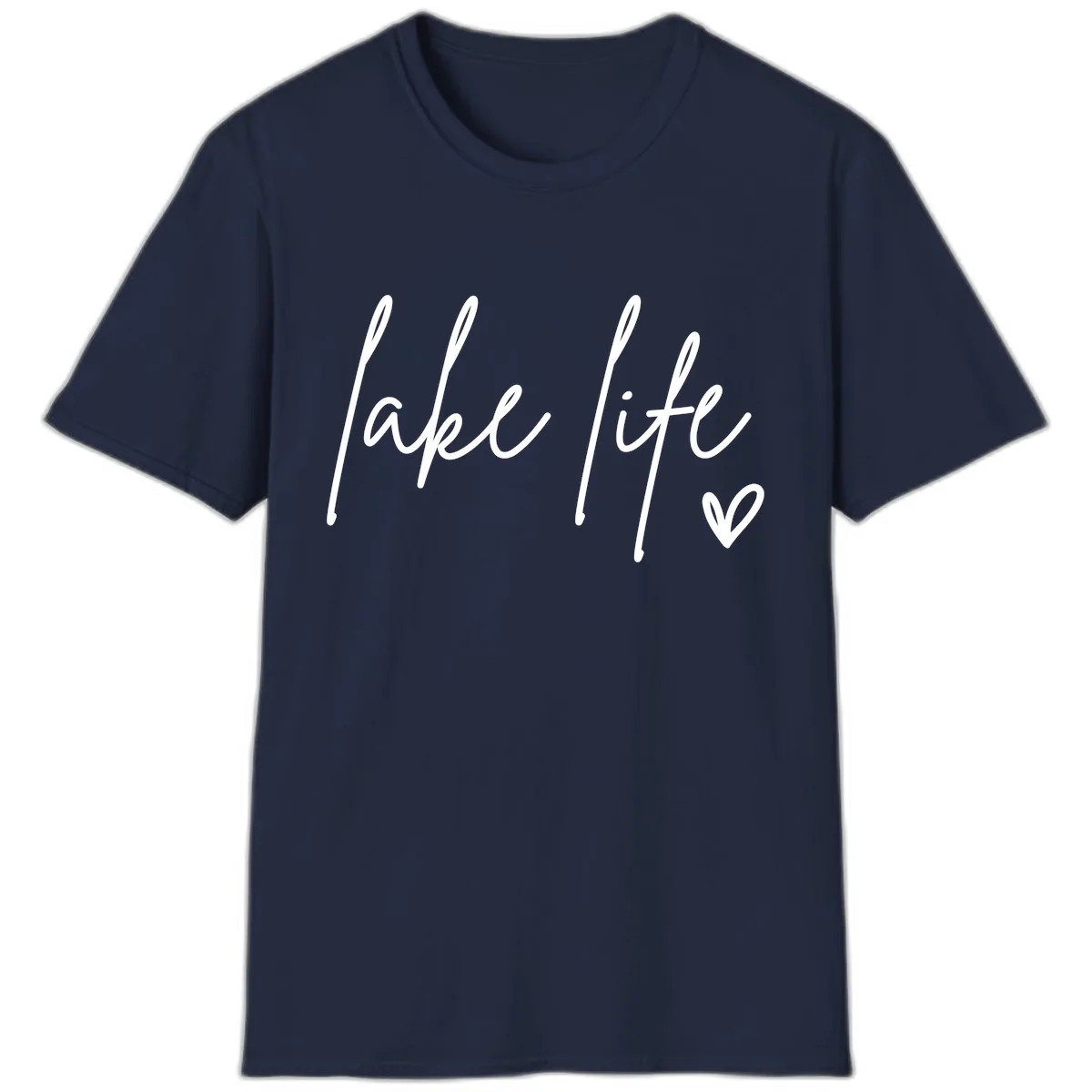 Lake Life Script Design T-Shirt in Navy
