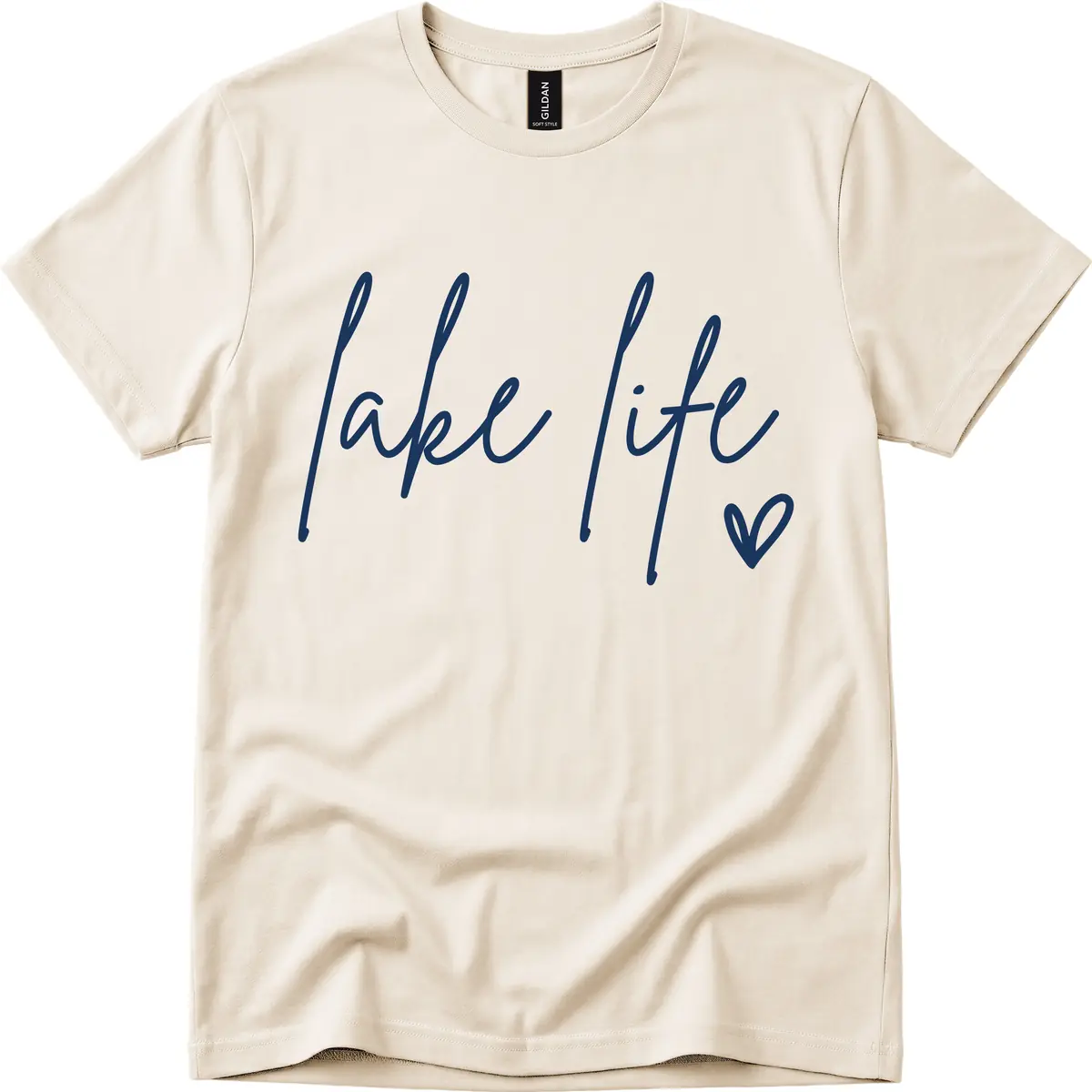 Lake Life Script Design T-Shirt in Natural