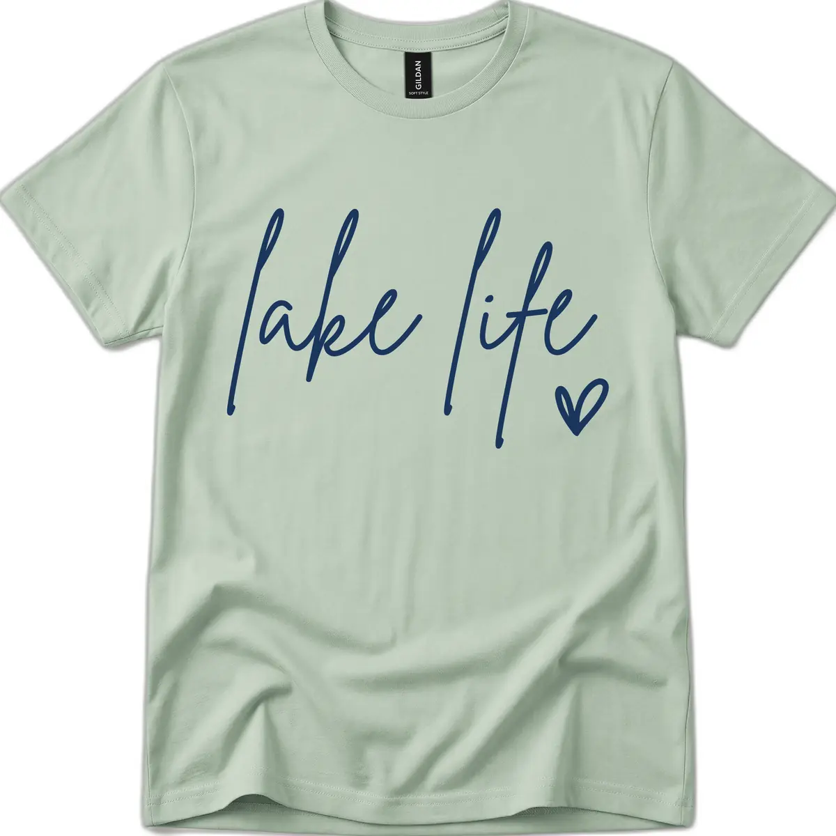 Lake Life Script Design T-Shirt in Sage
