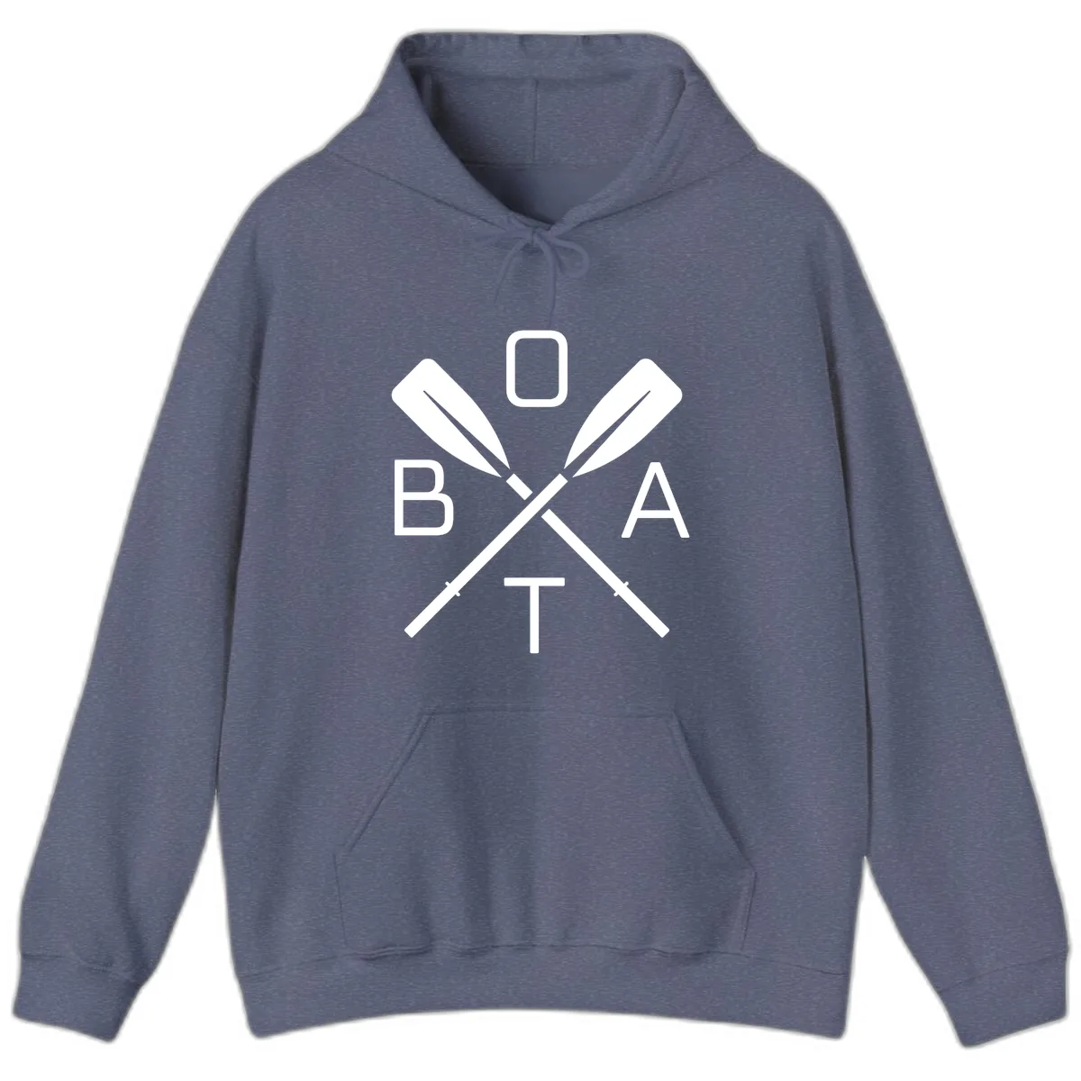 Oar Boat Graphic Design Hoodie in Heather Navy