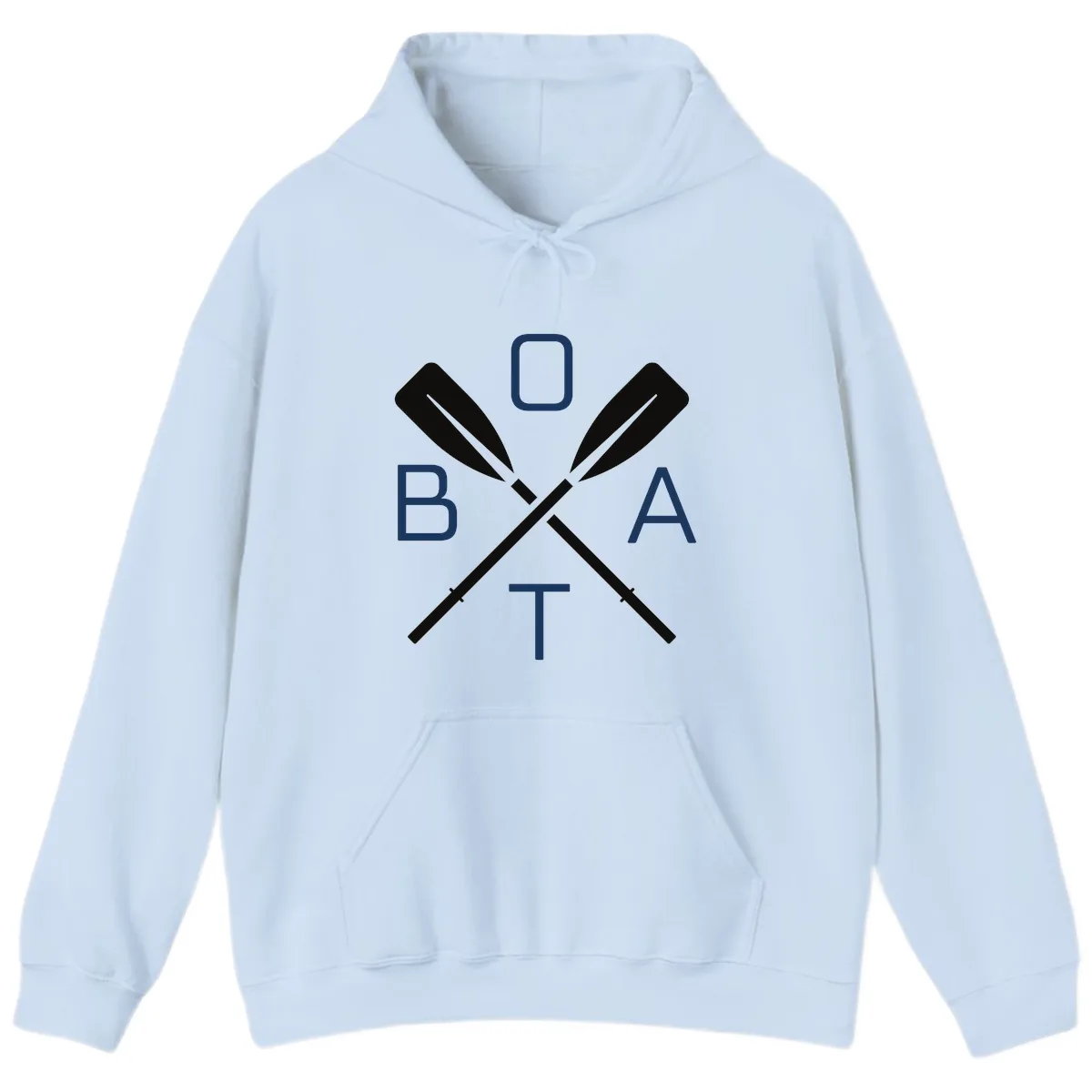 Oar Boat Graphic Design Hoodie in Light Blue