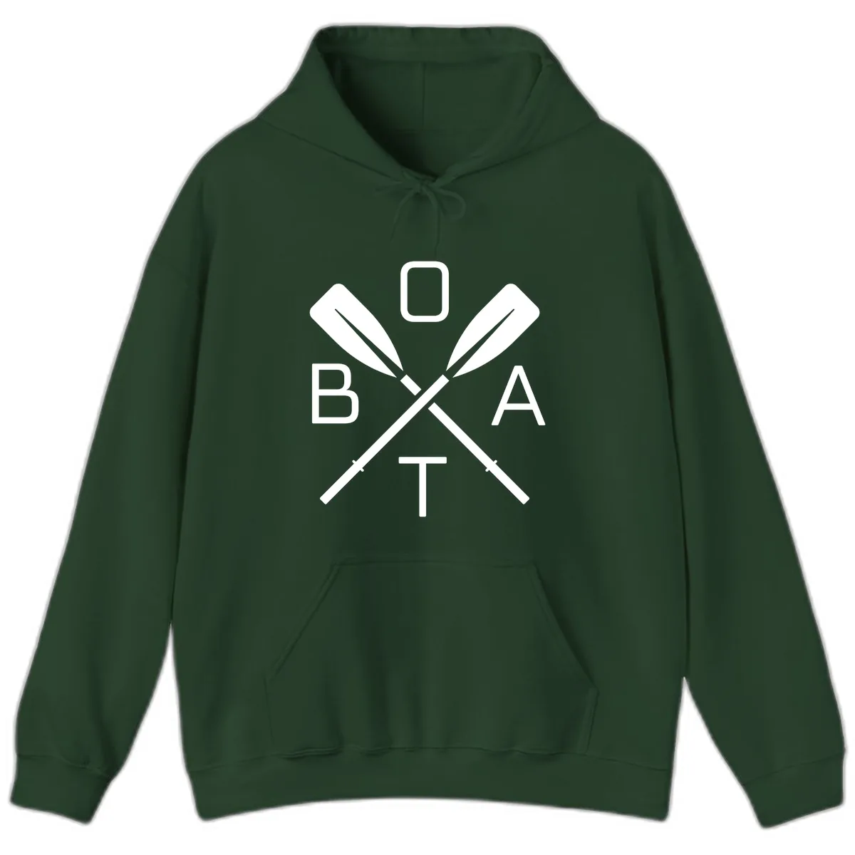Oar Boat Graphic Design Hoodie in Forest Green
