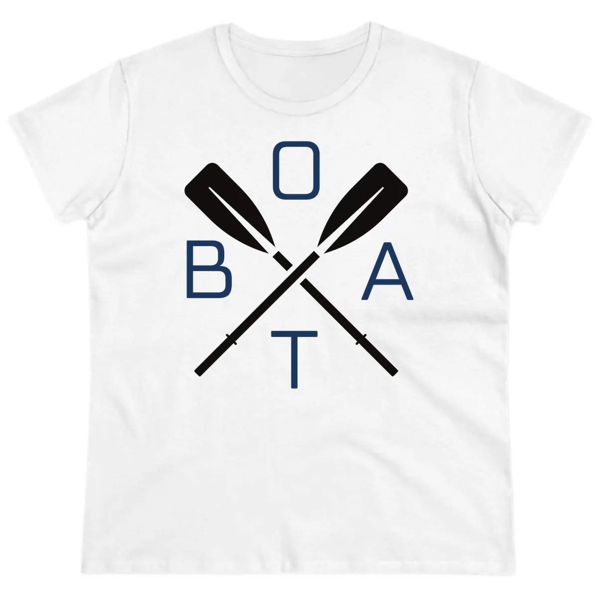 Oar Boat Graphic Design Ladies Tee in White