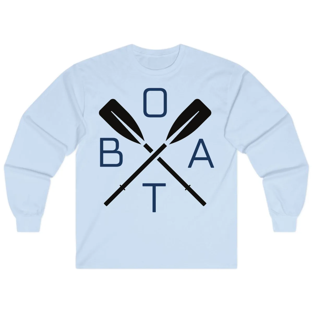 Oar Boat Graphic Design Long Sleeve in Light Blue