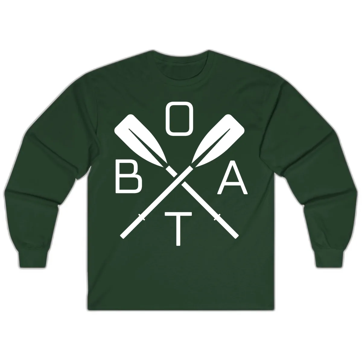 Oar Boat Graphic Design Long Sleeve in Forest Green
