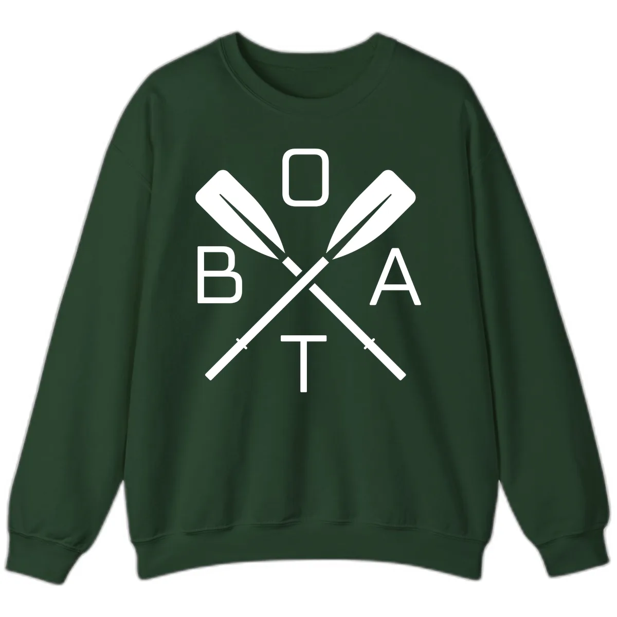 Oar Boat Graphic Design Sweatshirt in Forest Green
