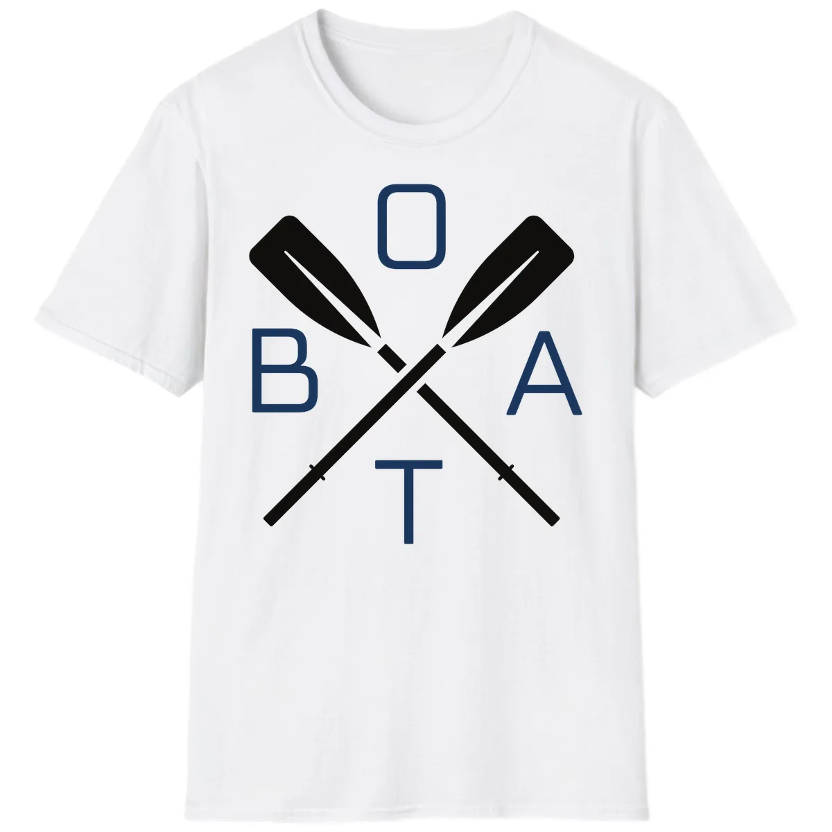 Oar Boat Graphic Design T-Shirt in White