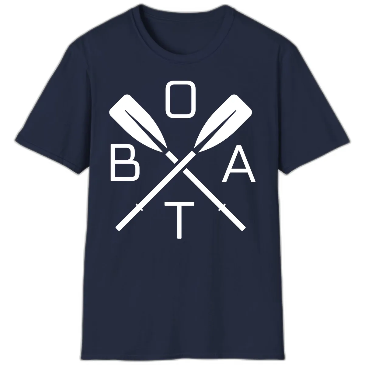 Oar Boat Graphic Design T-Shirt in Navy