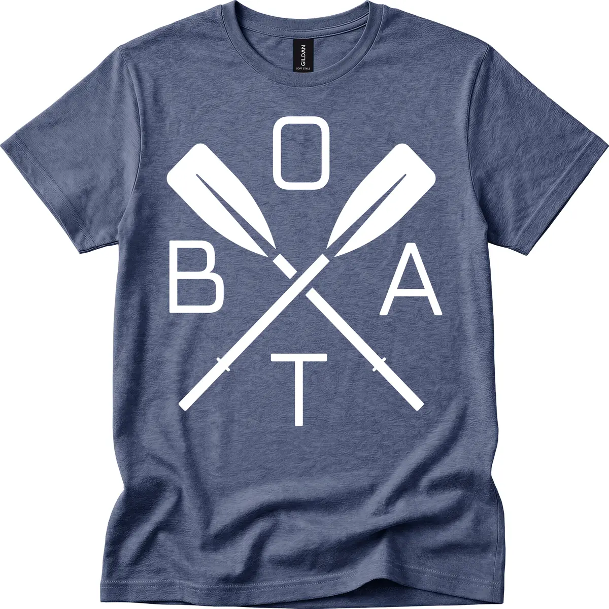 Oar Boat Graphic Design T-Shirt in Heather Navy