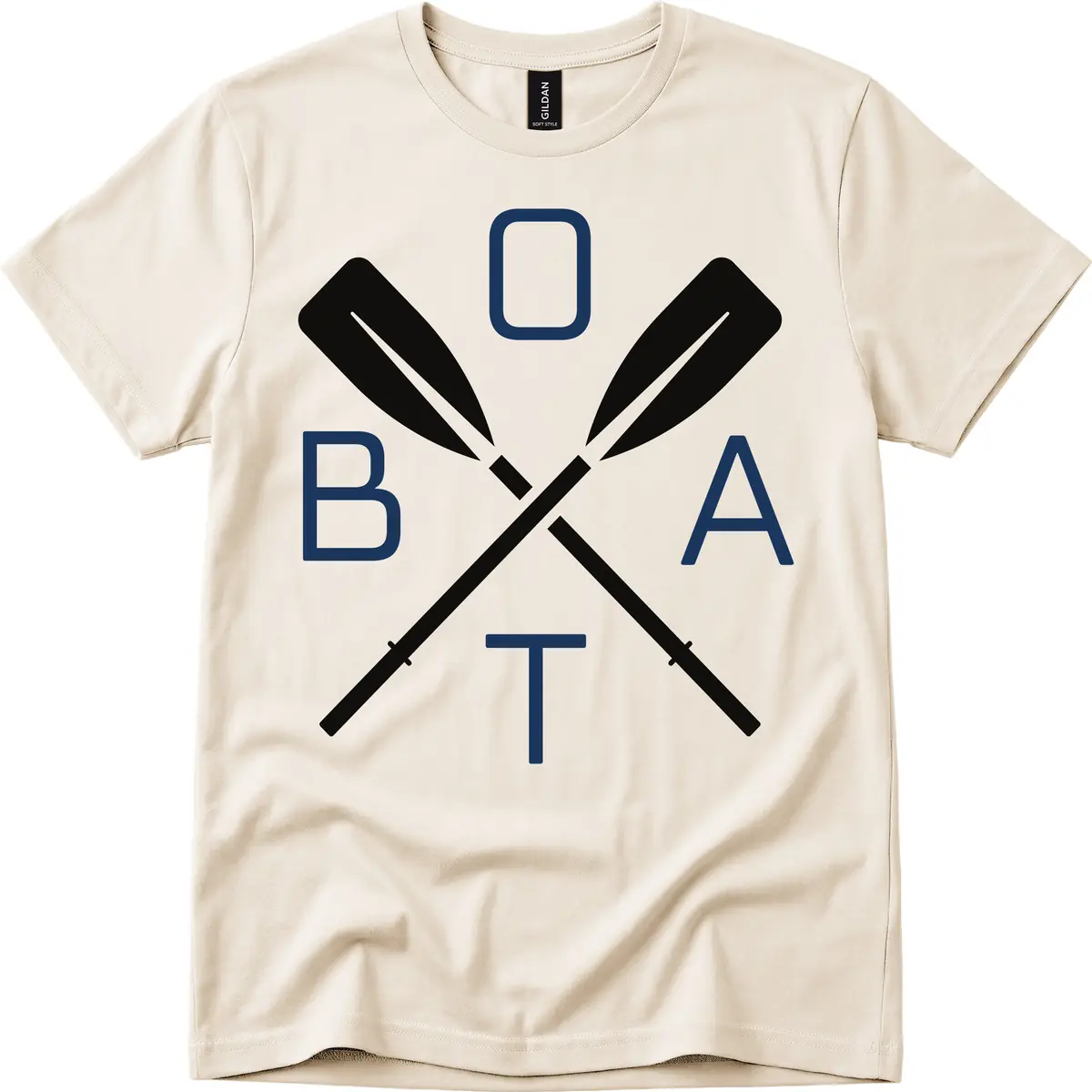 Oar Boat Graphic Design T-Shirt in Natural