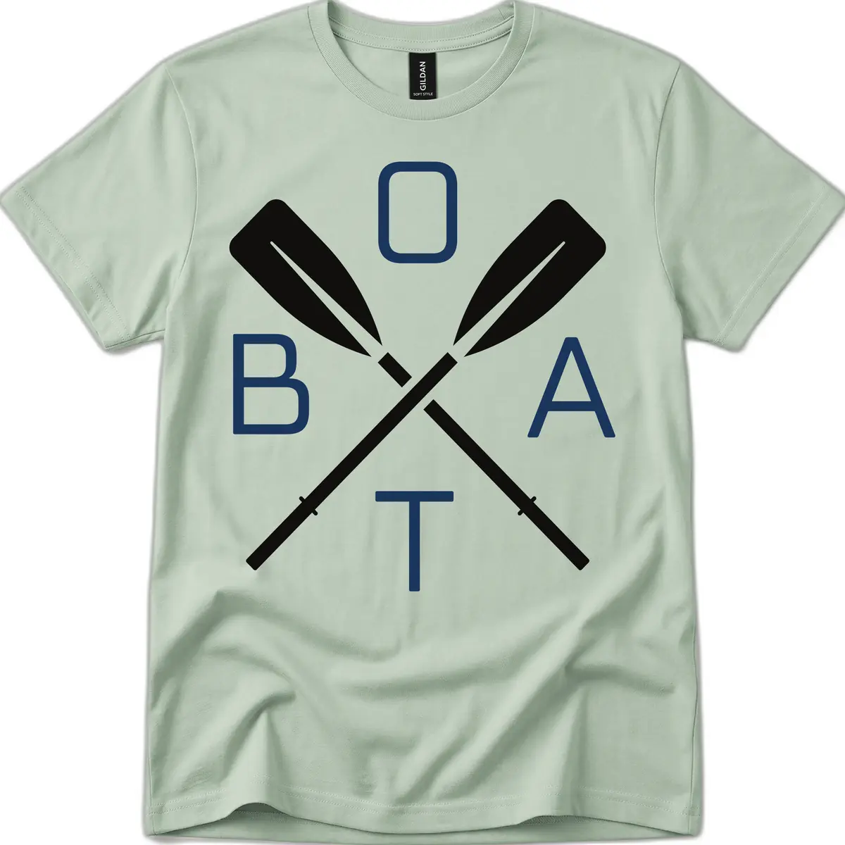 Oar Boat Graphic Design T-Shirt in Sage