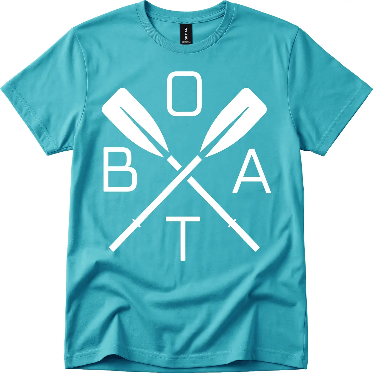 Oar Boat Graphic Design T-Shirt in Tropical Blue
