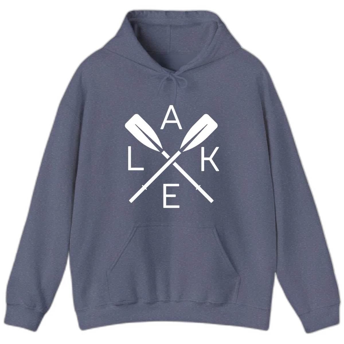 Lake Day Crossed Oars Hoodie in Heather Navy