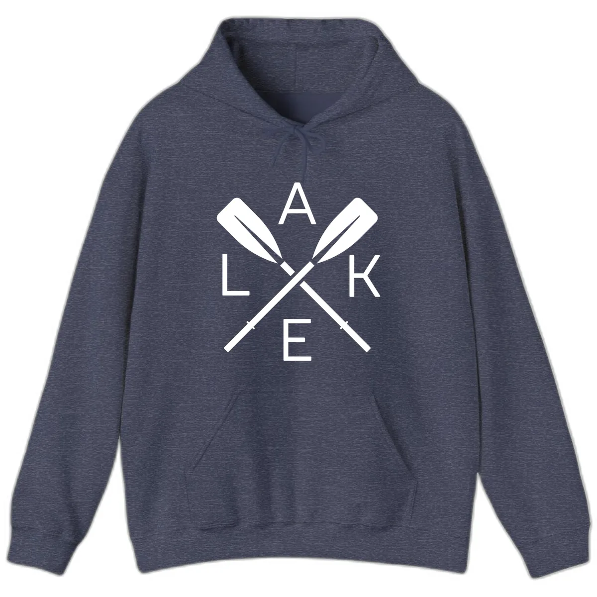 Lake Day Crossed Oars Hoodie in Heather Sport Dark Navy