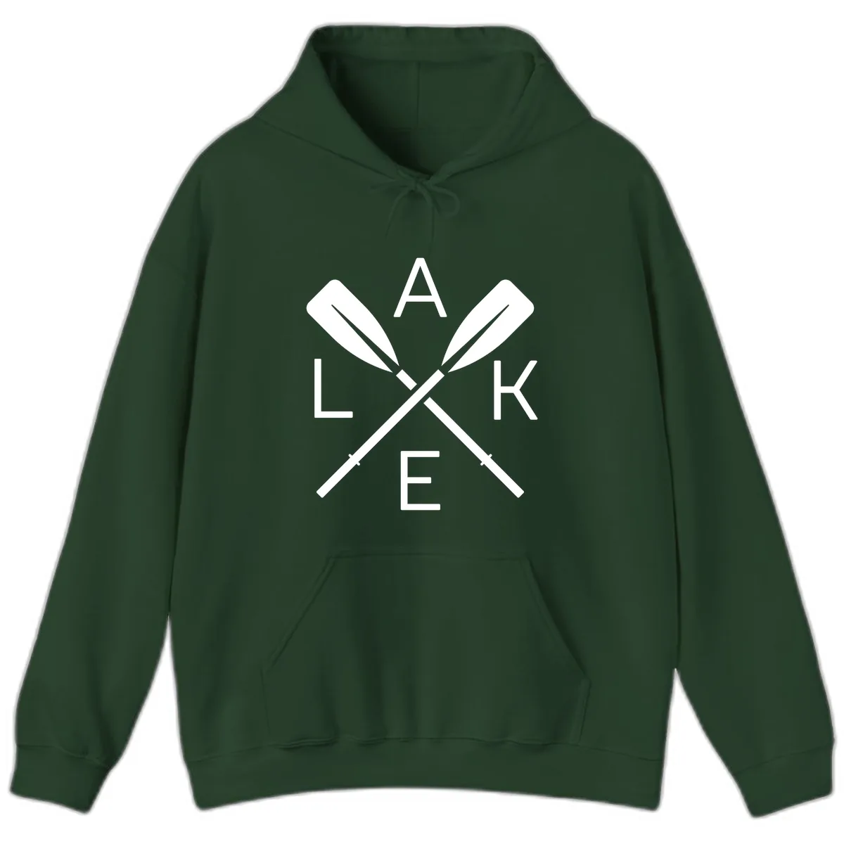 Lake Day Crossed Oars Hoodie in Forest Green