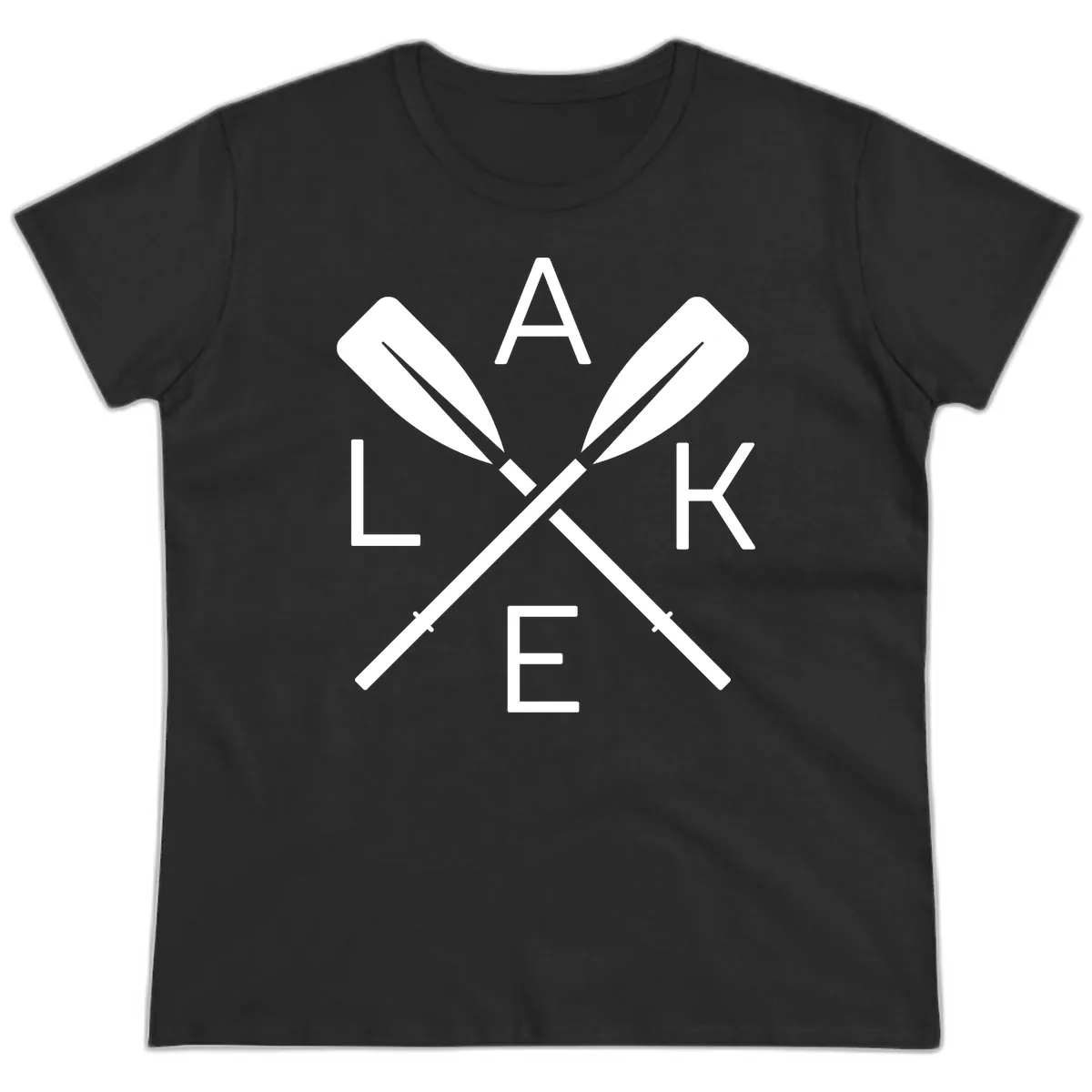 Lake Day Crossed Oars Ladies Tee in Black