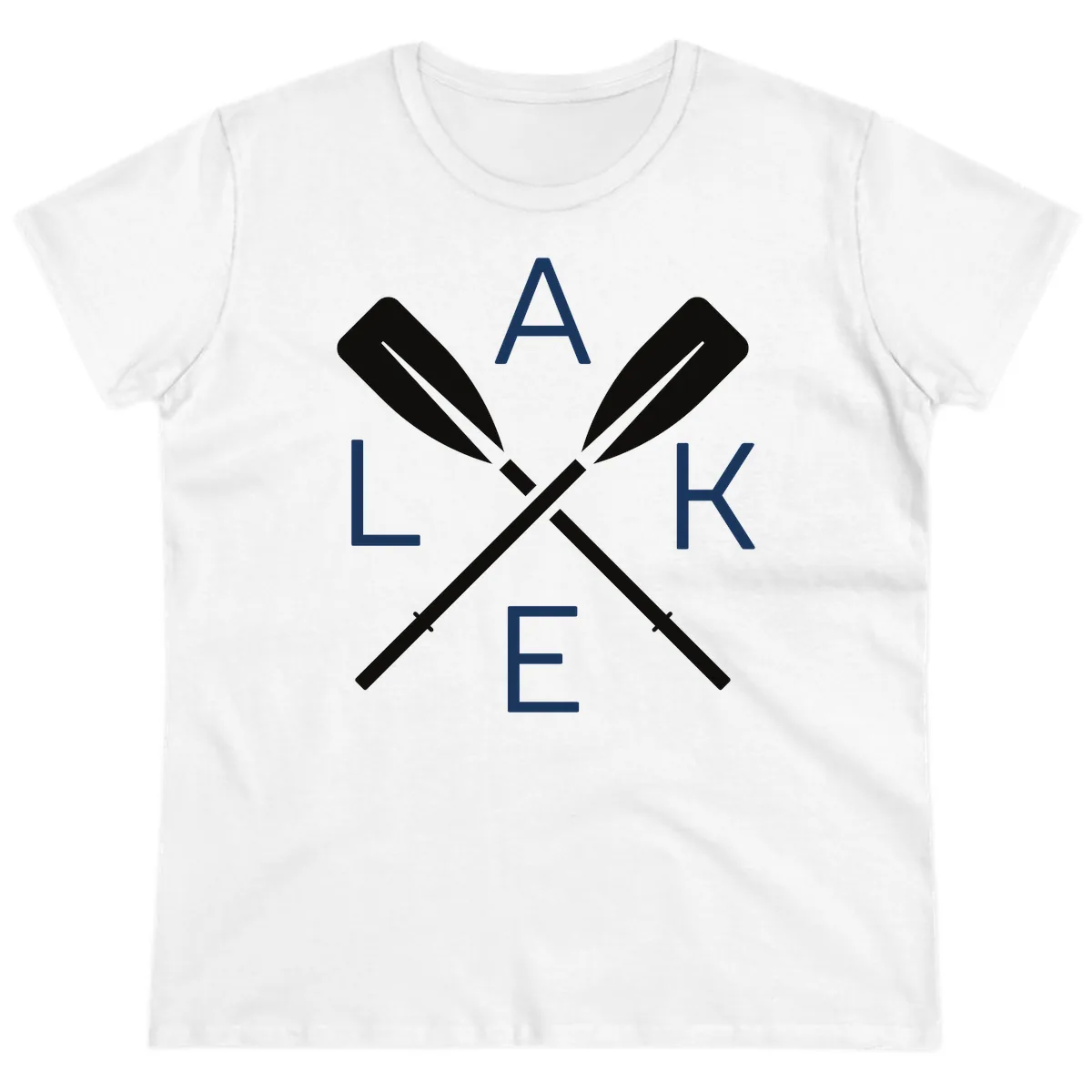Lake Day Crossed Oars Ladies Tee in White