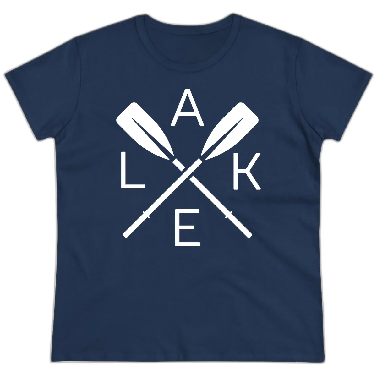 Lake Day Crossed Oars Ladies Tee in Navy