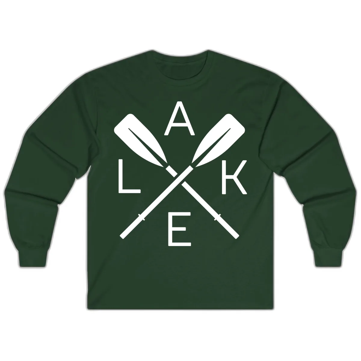 Lake Day Crossed Oars Long Sleeve in Forest Green