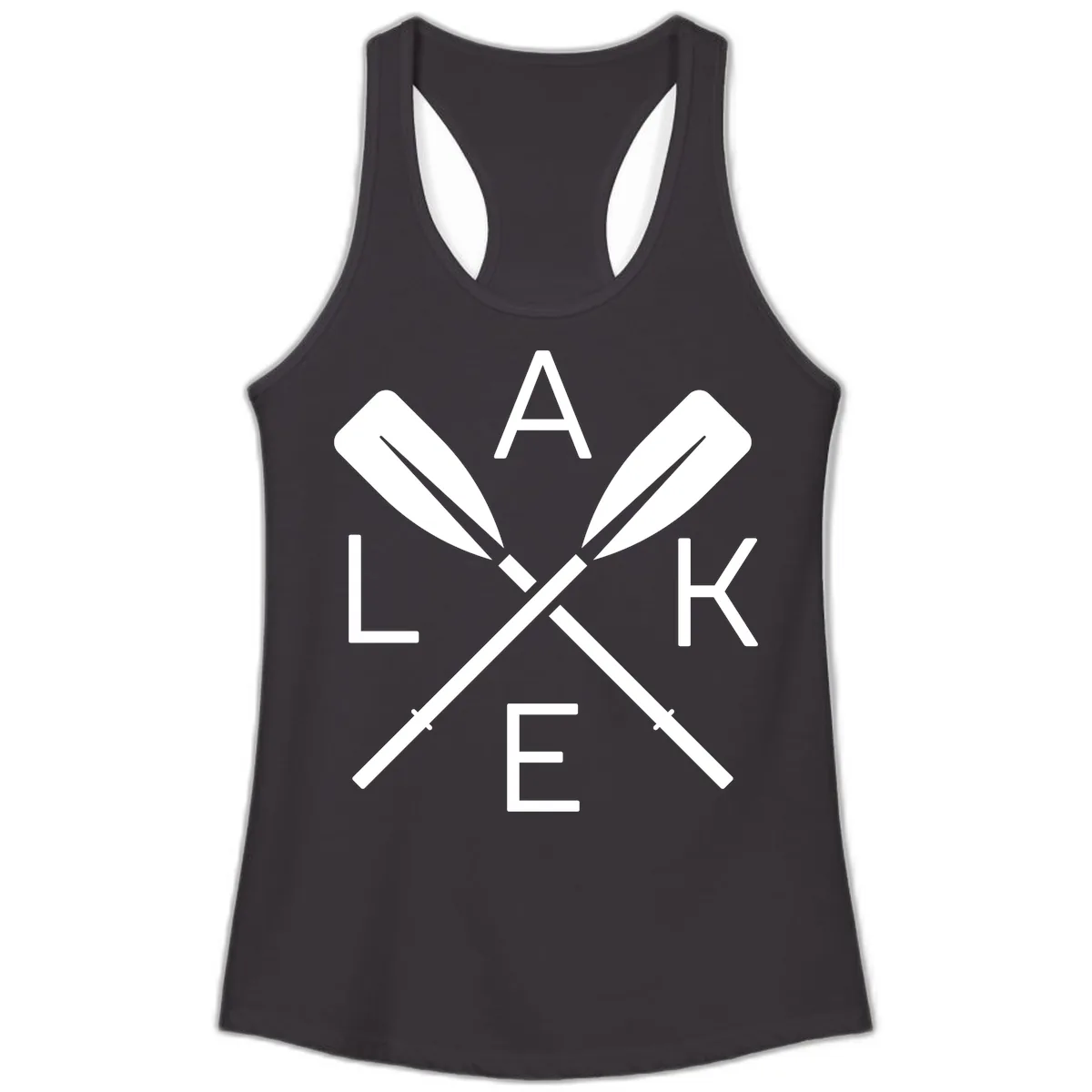 Lake Day Crossed Oars Ladies Tank in Black