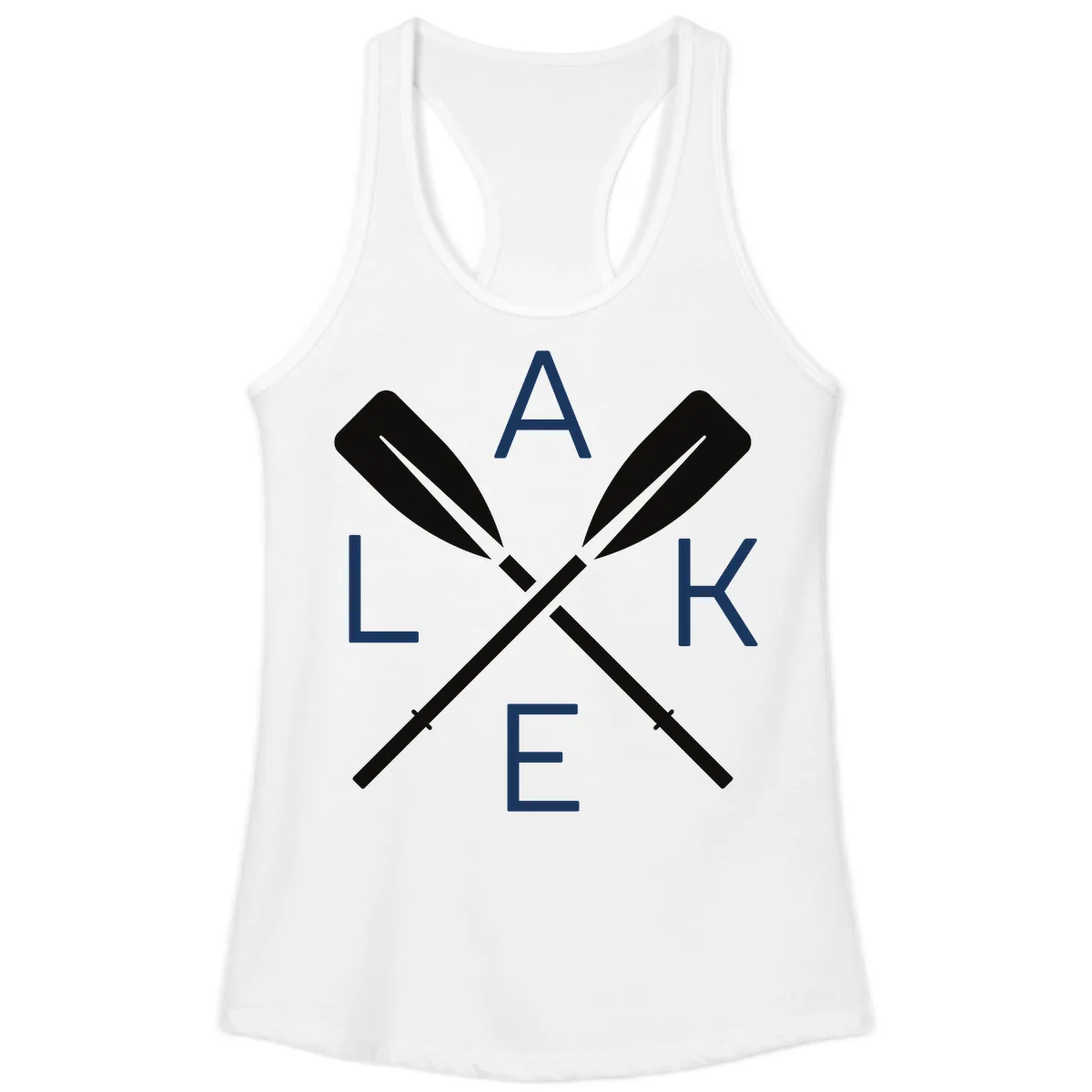 Lake Day Crossed Oars Ladies Tank in White