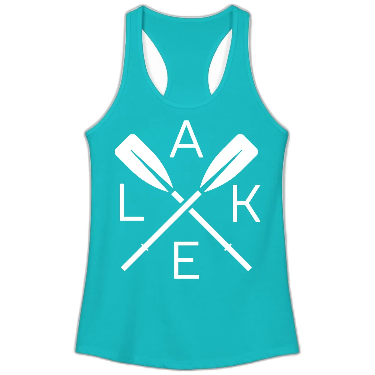 Lake Day Crossed Oars Ladies Tank in Tahiti Blue