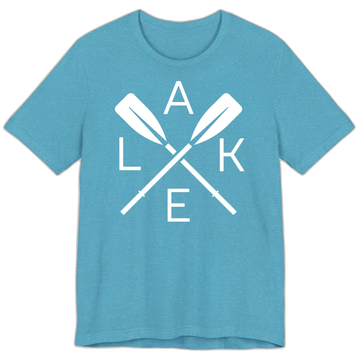 Lake Day Crossed Oars Premium T-Shirt in Heather Aqua