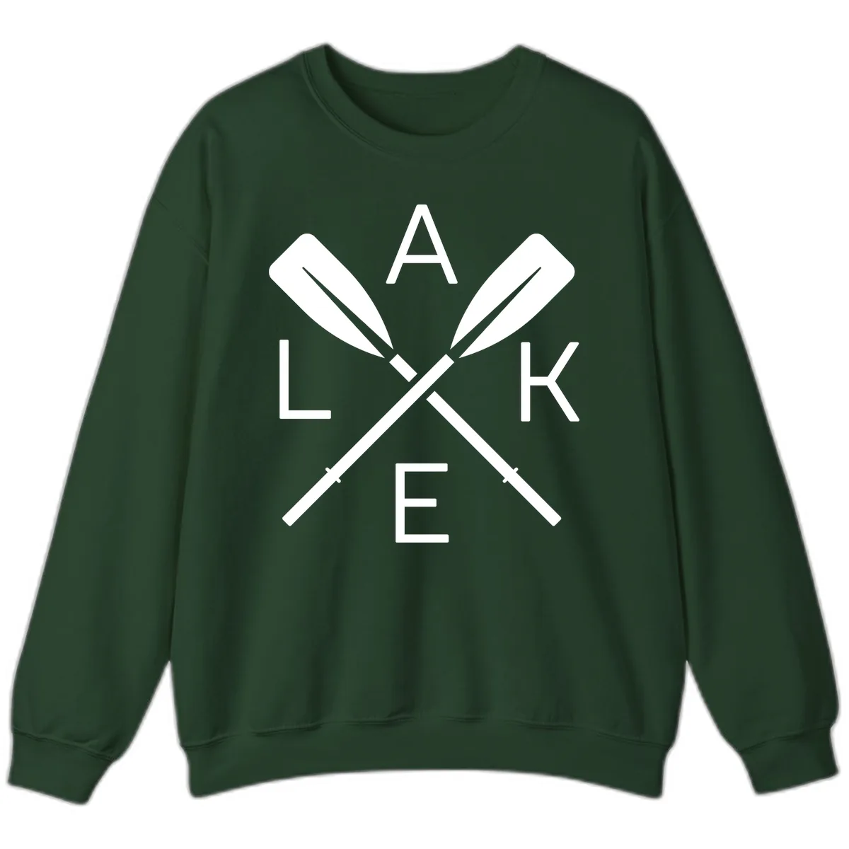 Lake Day Crossed Oars Sweatshirt in Forest Green