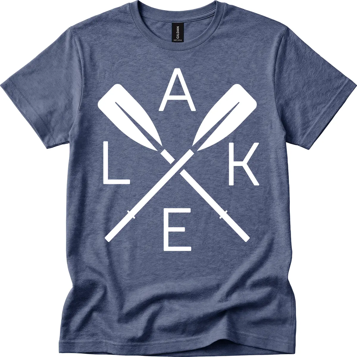 Lake Day Crossed Oars T-Shirt in Heather Navy