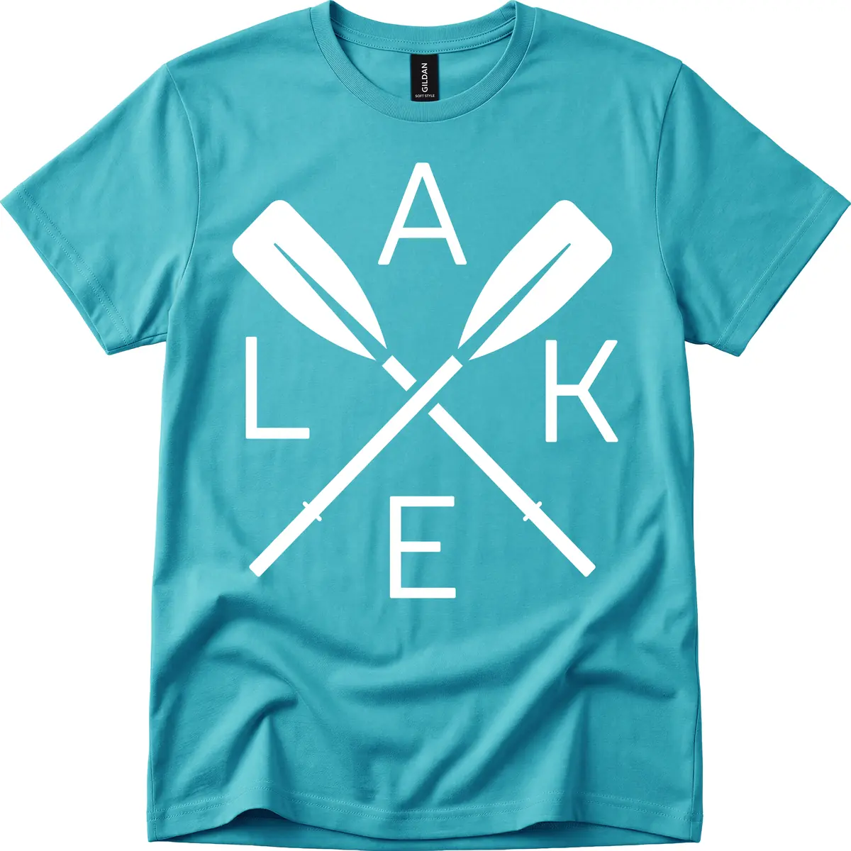 Lake Day Crossed Oars T-Shirt in Tropical Blue