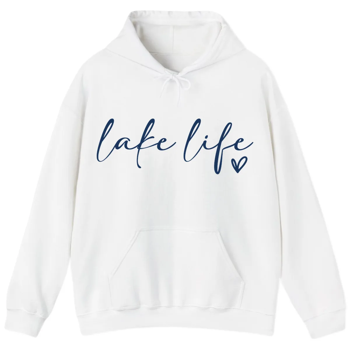 Lake Life Script Design Hoodie in White