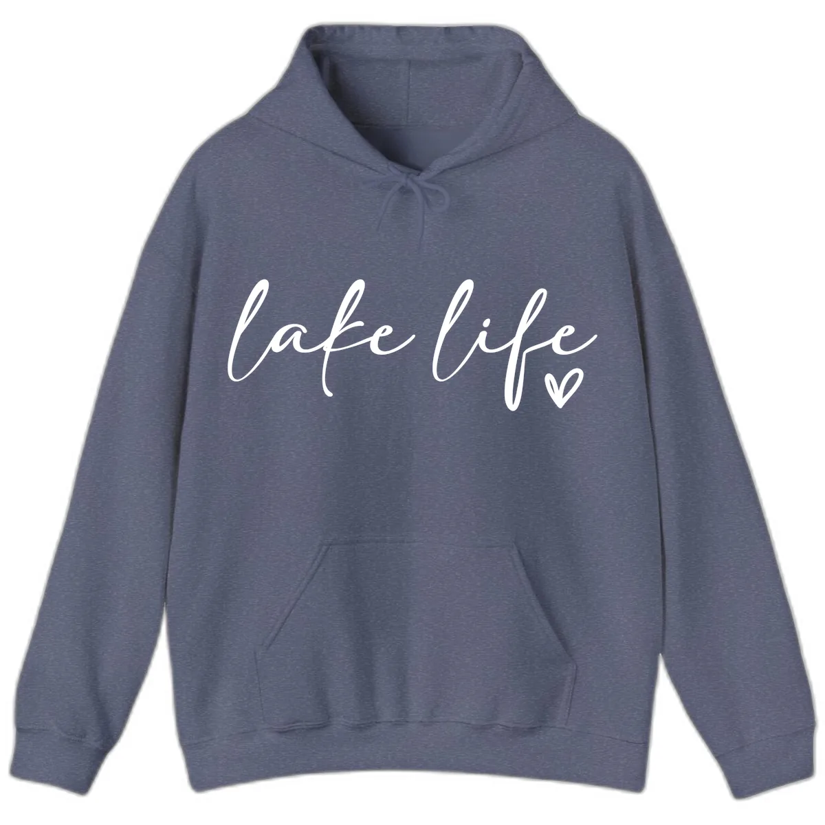 Lake Life Script Design Hoodie in Heather Navy