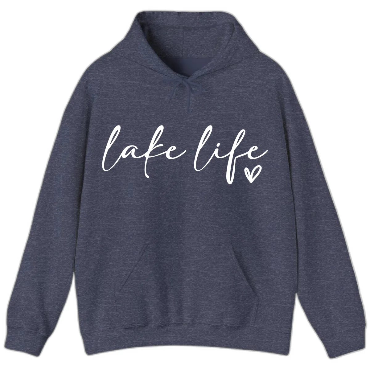 Lake Life Script Design Hoodie in Heather Sport Dark Navy