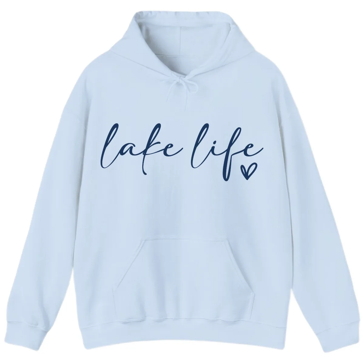 Lake Life Script Design Hoodie in Light Blue