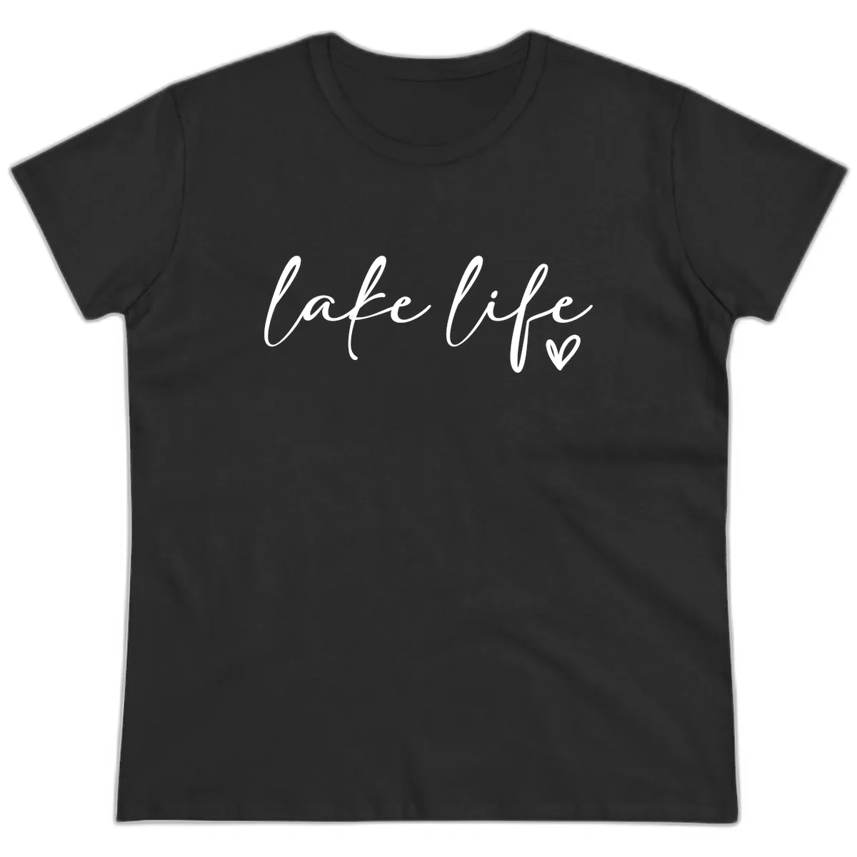 Lake Life Script Design Ladies Tee in Black