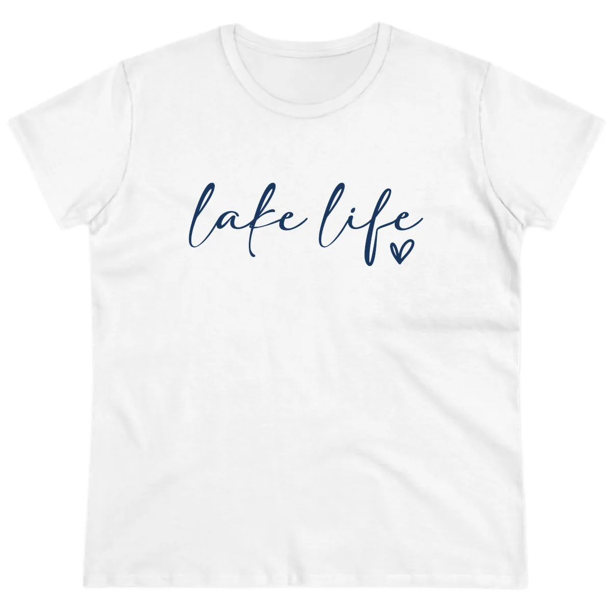 Lake Life Script Design Ladies Tee in White