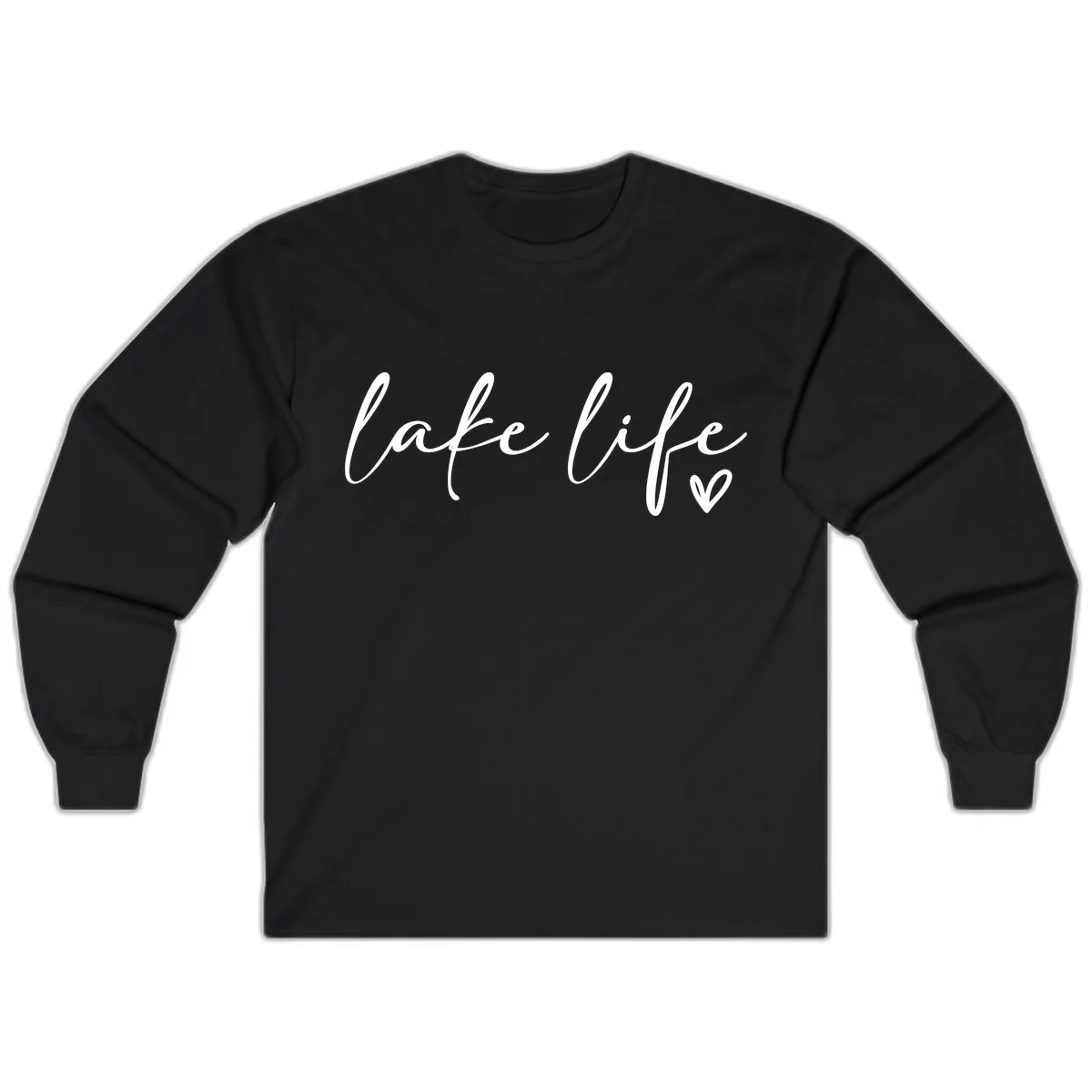 Lake Life Script Design Long Sleeve in Black