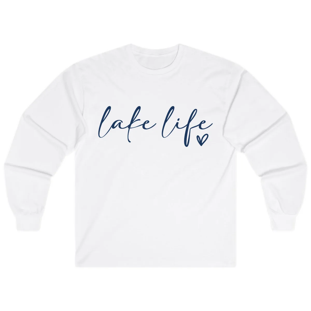 Lake Life Script Design Long Sleeve in White