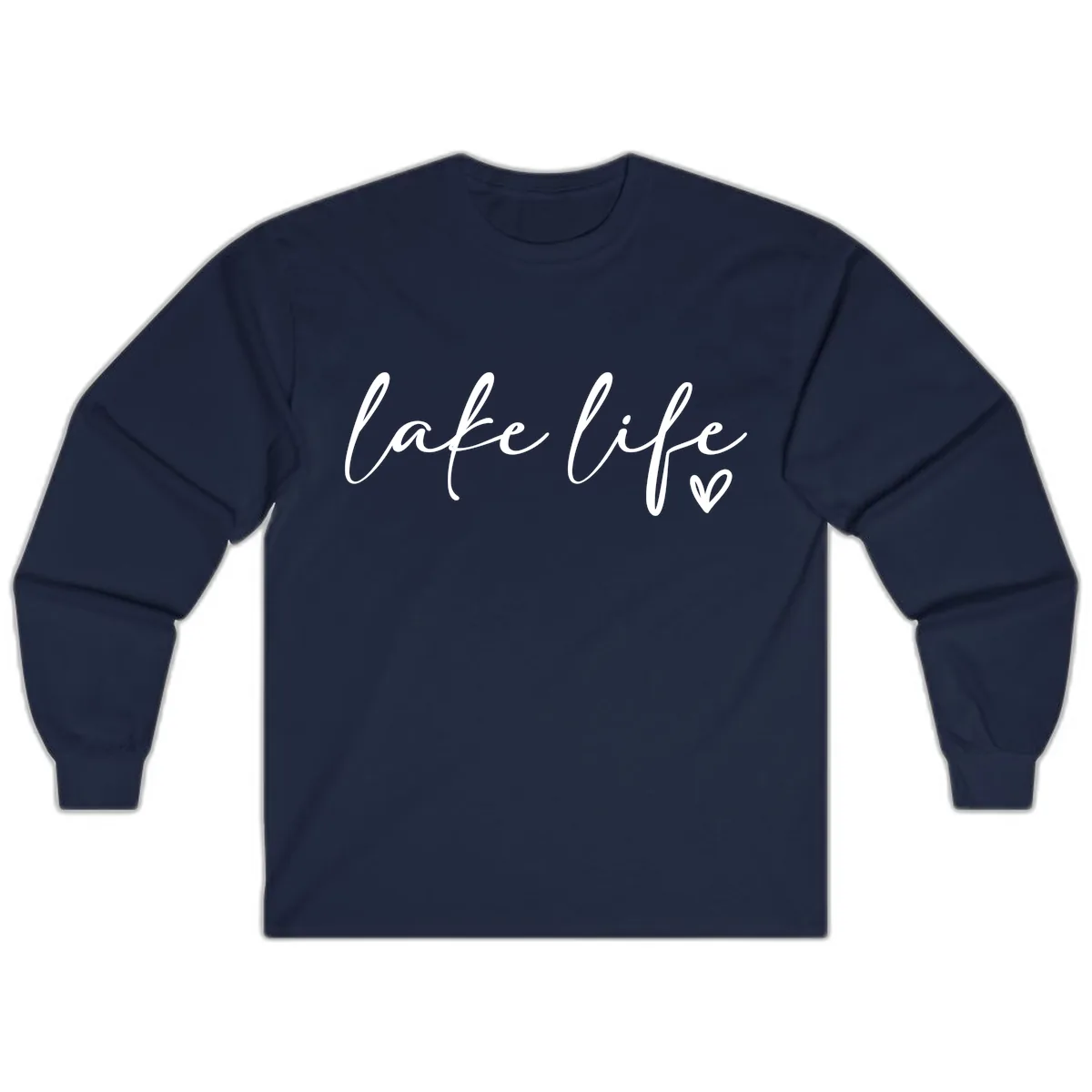 Lake Life Script Design Long Sleeve in Navy