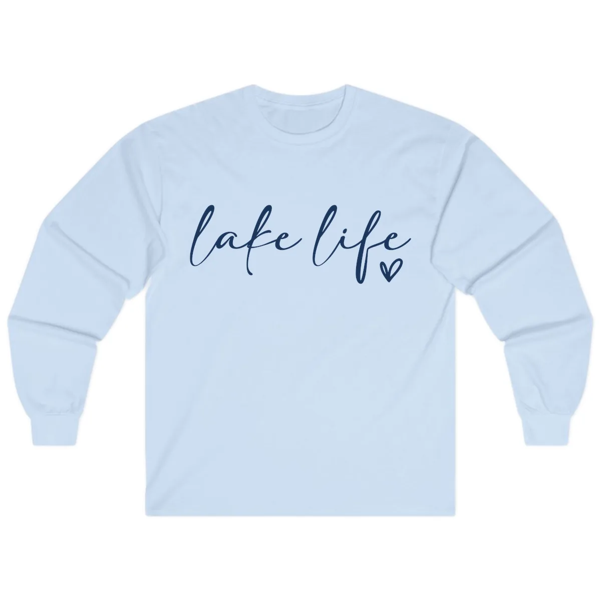 Lake Life Script Design Long Sleeve in Light Blue