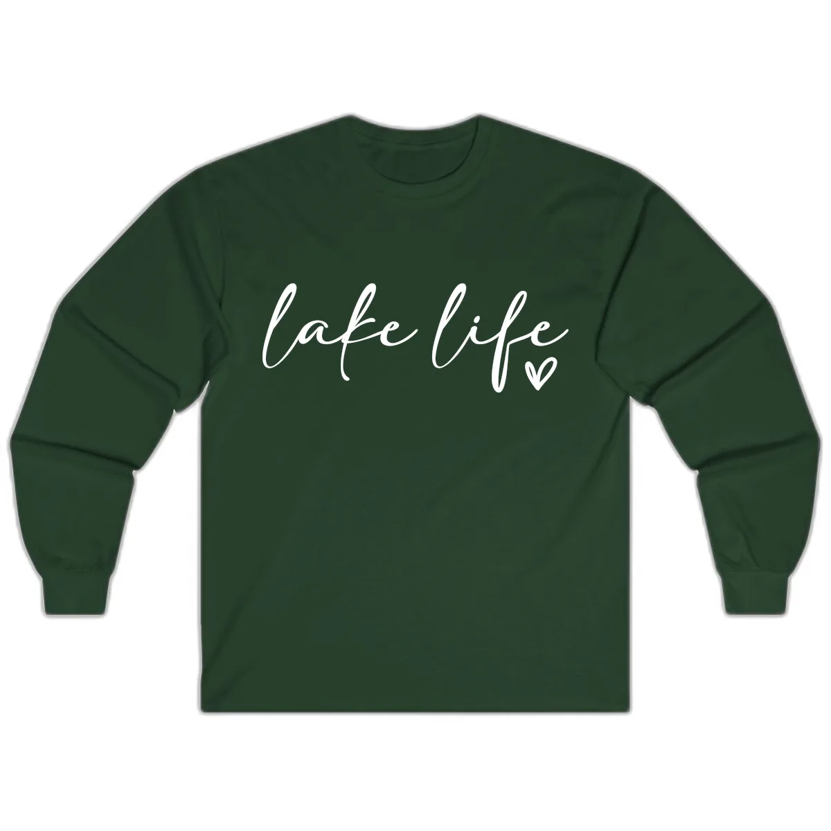 Lake Life Script Design Long Sleeve in Forest Green