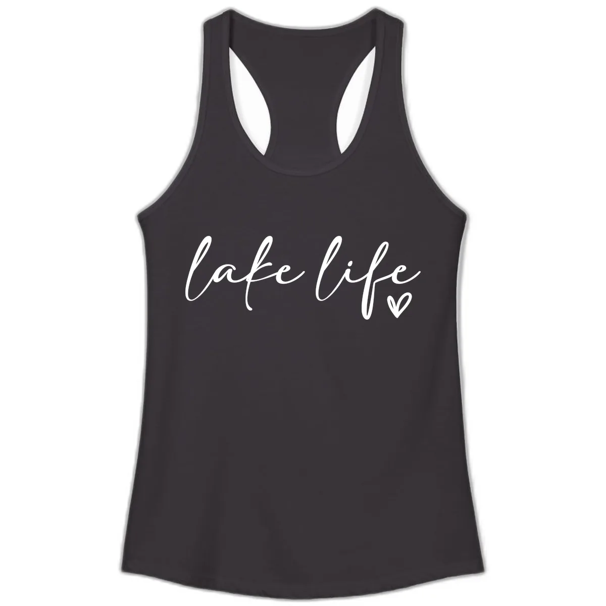 Lake Life Script Design Ladies Tank in Black