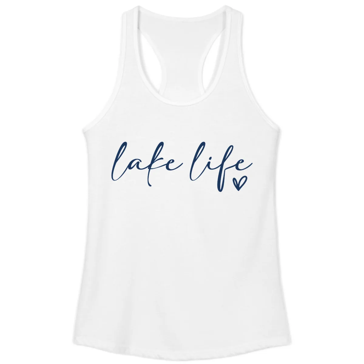 Lake Life Script Design Ladies Tank in White
