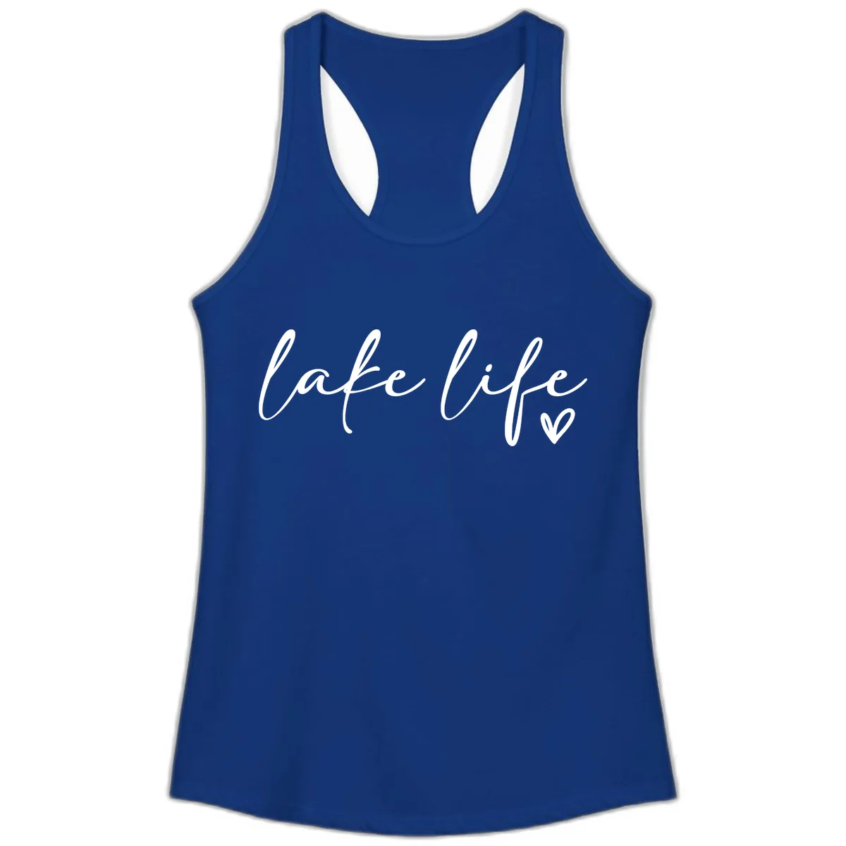 Lake Life Script Design Ladies Tank in Solid Royal