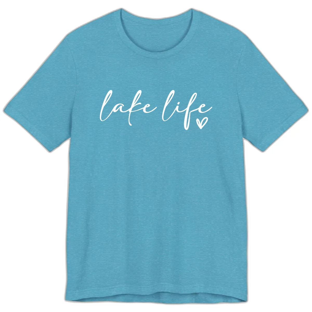 Lake Life Script Design Premium T-Shirt in Heather Aqua