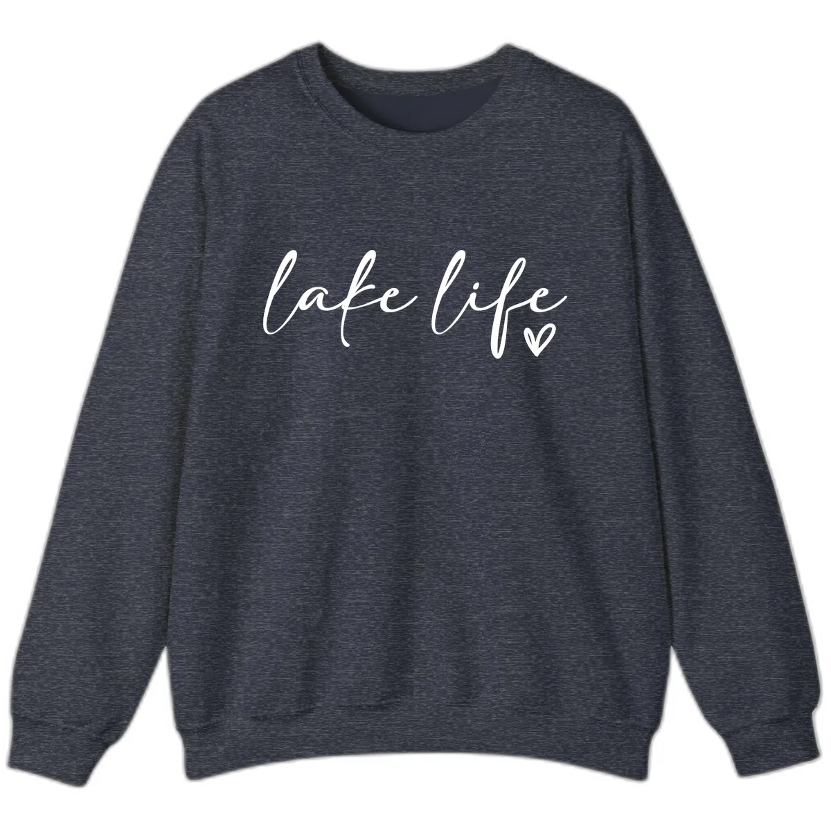 Lake Life Script Design Sweatshirt in Heather Sport Dark Navy