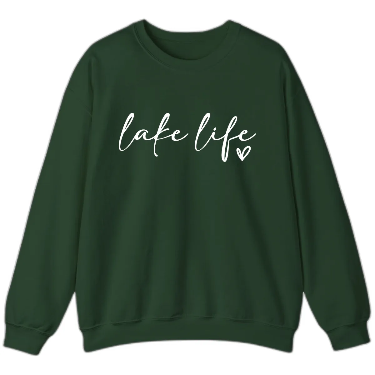 Lake Life Script Design Sweatshirt in Forest Green