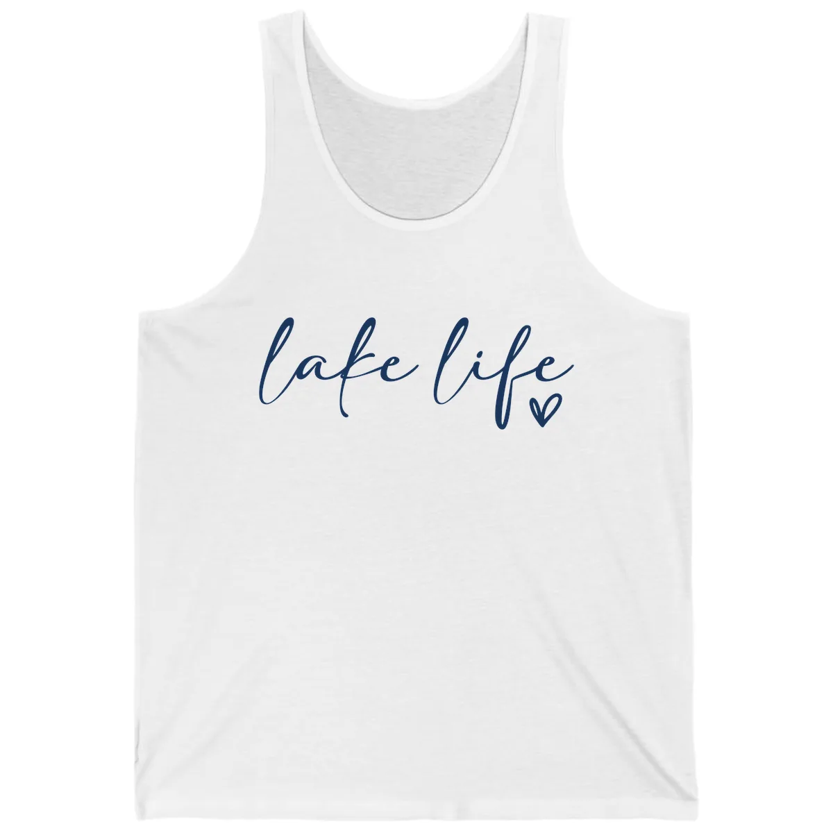 Lake Life Script Design Tank in White